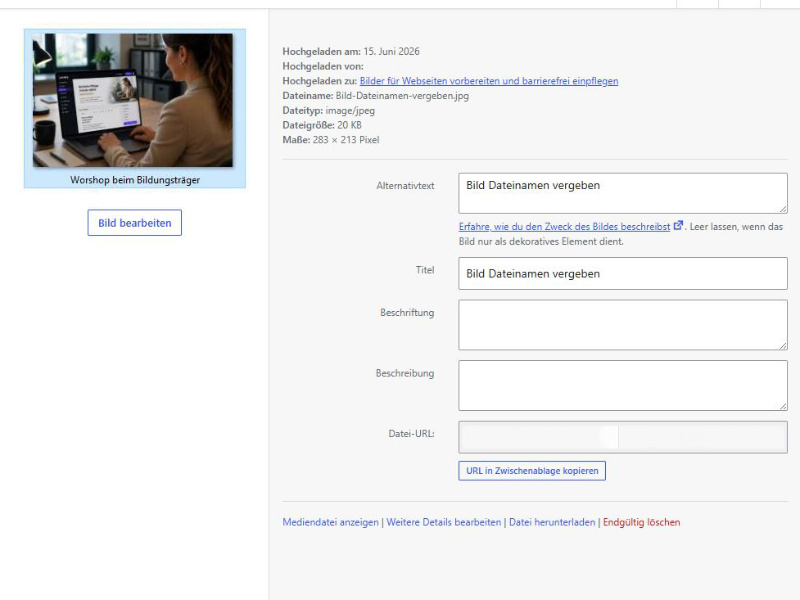 Bild Titel und Alternativtext